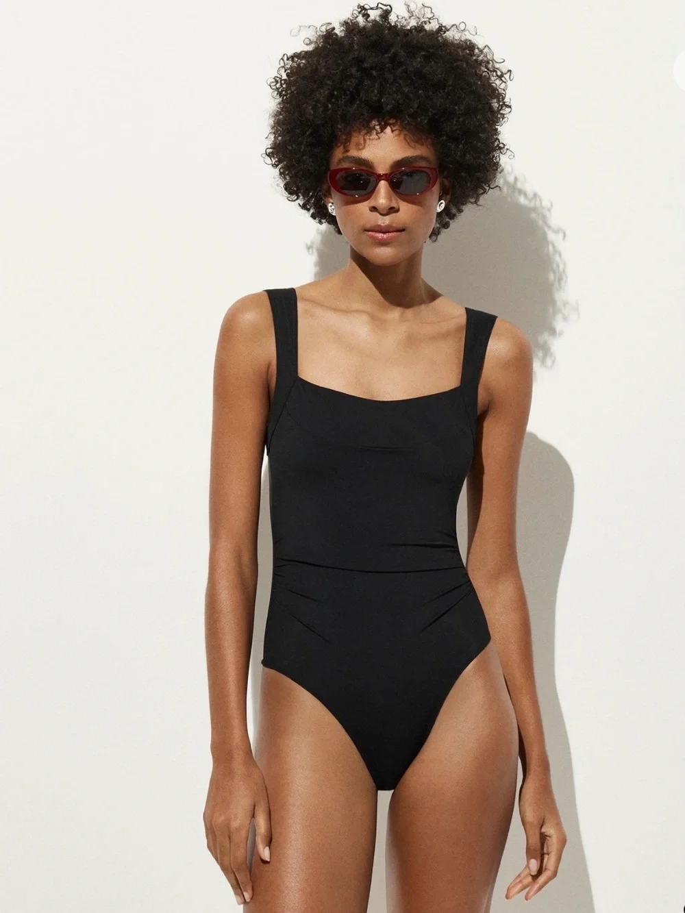 NWT J.Crew Nia Ruched Squareneck One-Piece Swimsuit in Black – Size 8